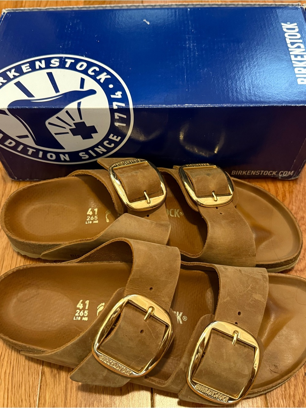 Birkenstock Arizona Big Buckle Nubuck Sandals - Cognac Size41 W10/M8 (worn once)